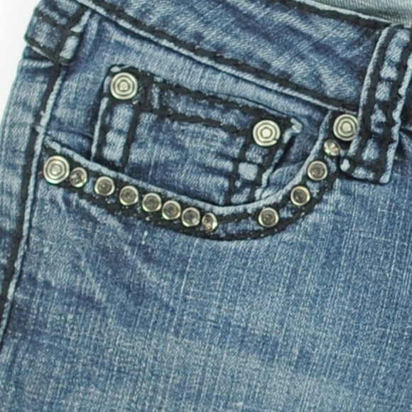 MISS CHIC Studded Fleur de lis rhinestone Jeans 3 - Picture 6 of 8